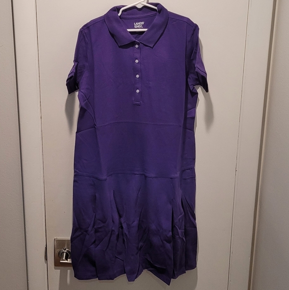 Lands End Girls Short Sleeve Polo Mesh Dress at Knee Size 14 - Purple - Picture 2 of 9